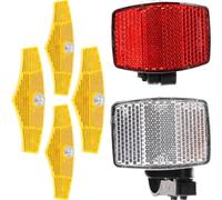 LALADEFIEE Kit 6 Pezzi Catarifrangenti per Bici Anteriori e Posteriori, Riflettori per Manubrio e Ruote in Plastica, Accessori Sicurezza Ciclismo per Guida Notturna e Mountain Bike