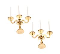 LALADEFIEE Lampada a Candela in Miniatura 2 Per Casa Delle Bambole Candelieri Decorativi in Dorata Portacandele Eleganti Per Decorazioni Micro Paesaggi Per Artigianato -da-te e Giochi Ruolo