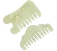 LALADEFIEE Massaging Head Combs in Natural Stone 2-Piece Set For Scalp Circulation Stimulation And Headache Relief Green