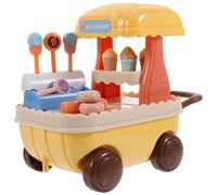 LALADEFIEE Mini Carretto dei Gelati Giocattolo in Plastica Resistente Riproduzione Dettagliata Lecca-Lecca e Ciambelle Decorazione per Casa delle Bambole e Giochi di Ruolo Piccolo Furgone