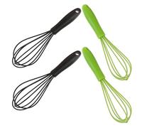 LALADEFIEE Mini Frusta in Acciaio Inossidabile e Silicone 4 Pezzi Sbattiuova Manuale Compatto per Cucina Frusta a Filo Multiuso per Montare Uova Latte e Salse Utensile Portatile per