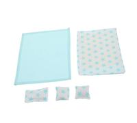LALADEFIEE Mini set di biancheria da letto realistica per casa delle bambole, decorazione per camera da letto, con morbidi cuscini e trapunta, mini letto accogliente e accessori per mobili per casa