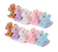 LALADEFIEE Miniature di Cavalli a Dondolo Macaron in Resina Set da 10 Pezzi Multicolore Statuette da Collezione per Decorazioni da Tavolo e Feste di Compleanno Accessori Creativi Fai da Te