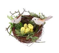LALADEFIEE Nido di Uccelli Finto Decorativo in Schiuma Giallo Uova e Uccelli Realistici, Forma Rotonda per Matrimonio e Paesaggi Micro-DIY