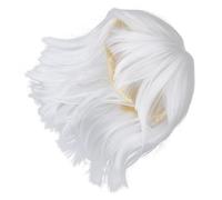 LALADEFIEE Parrucca Bob Bianca Sintetica con Frangia Frontale Parrucche di Media Lunghezza per Donna Parrucca Naturale per Uso Quotidiano e Feste Accessorio Cosplay Leggero e Traspirante