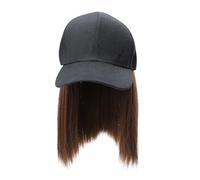 LALADEFIEE Parrucca Cappello Donna Corto Liscio in Fibra Alta Temperatura One-piece Wig Hat Estensioni Capelli Naturali per Feste Viaggi e Uso Quotidiano