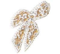 LALADEFIEE Patch Termoadesiva a Forma di Fiocco con Cristalli in Resina Gialla 6cm, Decorativa e Delicata sulla Pelle per Decorare Pantaloni e Camicie