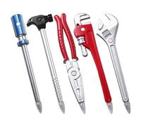 LALADEFIEE Penna Strana Martello 15cm, Set Penne Hardware 5 Pezzi in ABS, Penna a Sfera Multipurpose, Utile per Studenti e Forniture per Ufficio