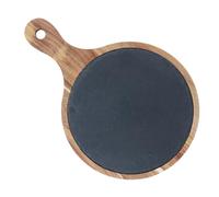 LALADEFIEE Piatto da Bistecca in Legno di Acacia Foro per Appendere, Vassoio per Servire Sushi e Dessert, Piastra di Stoccaggio per Cibo Occidentale, Utensile Cucina Colore Colore Casuale