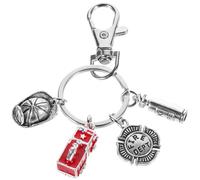 LALADEFIEE Portachiavi Pompiere Estintore e Casco di Sicurezza Accessorio da Appendere a Borsa o Zaino Adatto a Chi Lavora Nel Settore Antincendio