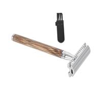 LALADEFIEE Rasoio Portatile Manuale D'epoca Manico in Bambù, Strumento Doppia Faccia Per Pulizia e Rifinitura Della Barba, Compatto e Leggero, Per Uso Domestico e Viaggi