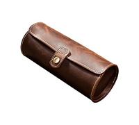 LALADEFIEE Scatola per Orologi in Pelle Vintage Chic, Organizer Portatile per Display e Protezione degli Orologi, Custodia Tonda Chiusura a Bottone, per Viaggio