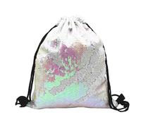 LALADEFIEE Sequin Drawstring Backpack in Polyester with Reversible Design for Festivals and Shopping