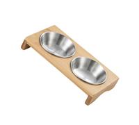 LALADEFIEE Set 1 Piatto Di Salsa e Piatto Di Condimento in Acciaio Inox 304 Base in Legno, Resistente e Profondo, Per Antipasti e Buffet Domestici