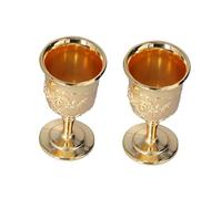 LALADEFIEE Set 2 Pezzi Calici da Vino in Metallo Dorato Stile Retrò Bicchieri da Vino Rosso e Spumante per Feste Bar e Ricevimenti Decorazione Elegante per Casa e Cantinetta