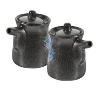 LALADEFIEE Set 2pezzi Dispenser Salsa di Soia in Ceramica Nera per Sushi Contenitore Condimenti Stile Giapponese Delicato per Cucina Orientale