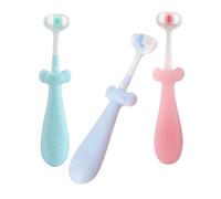 LALADEFIEE Set 3 Spazzolini da Denti per Impugnatura Antiscivolo, Setole Morbide a Tre Facce, Design Carino e Materiale Sicuro Pp e Tpe per Pulizia Manuale