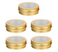 LALADEFIEE Set 5 Vasetti per Candele Fai da Te in Alluminio Oro Finestra Trasparente, capacità Moderata, Design Semplice alla Moda per Creazioni DIY Natalizie