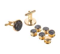 LALADEFIEE Set da 1 confezione di gemelli e bottoni per camicie da uomo in conchiglia, forma rotonda, stile minimalista, accessori per occasioni speciali come matrimoni e feste