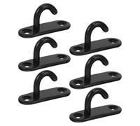 LALADEFIEE Set di 6 Ganci a Soffitto in Acciaio Inossidabile M5, Resistenti e Antiusura, Piastra Oculare Nera per Uso in Giardino e Zona Marina
