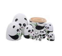 LALADEFIEE Set di Bambole Russe Panda in Legno Impilabili per Bambini Piccoli, Giocattolo Educativo per Sviluppo Cognitivo e Decorazione per Cameretta, Artigianato Fatto a Mano, Portatile