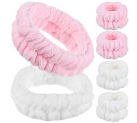 LALADEFIEE Set Fasce la Cura della Pelle e Braccialetti da Spa Elasticizzati, Confezione 4 Pezzi, Fasce per Trucco e Lavaggio Viso, Accessori Traspiranti per Donna e Ragazza,