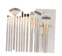 LALADEFIEE Set Pennelli Trucco 12 Pezzi Kit Cosmetici Pennello Fondotinta e Fard, Set Per Occhi e Viso, Colore Bianco Riso, Custodia, Per Uso Quotidiano e Make-up Professionale