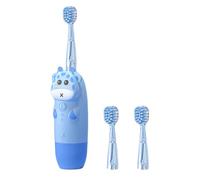 LALADEFIEE Spazzolino Elettrico Sonico per Set 4 Pezzi Manico Antiscivolo e Timer Intelligente Pulitore Elettronico Denti per Uso Domestico e Viaggio senza Batteria Colore Blu Cartoon