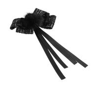 LALADEFIEE Spilla da Colletto Grande Fiocco in Peluche Nero e Ferro, Spilla Moda per Donna, Decorazione Abiti e Accessorio per Banchetto ed Eventi a Tema
