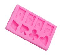 LALADEFIEE Stampo in Silicone per Dolci a Tema Poker, Multiuso per Muffin e Resina, Design Creativo per Decorazioni Fai-da-te, Forma Carte da Gioco Rosa