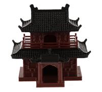 LALADEFIEE Statua Padiglione Plastica Marrone Miniatura in Acquario | Micro Paesaggio Dettagliato, Decorazione per Bonsai, Eleganza Classica, Scena Decorativa per Vasca