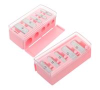 LALADEFIEE Temperamatite Cosmetico a 5 Fori con Coperchio, Set da 2 Pezzi per Matita Labbra e Sopracciglia, Affilaciglia Portatile Rosa per Trucco Professionale e Uso Quotidiano