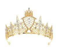 LALADEFIEE Tiara e corona da sposa in oro per la sposa, corona da principessa con strass, copricapo da per la, compleanno, quinceanera, concorso, ballo di fine anno