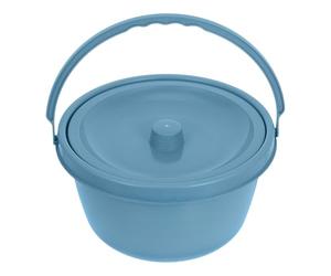 LALADEFIEE Toilette Portatile in Plastica Blu per Anziani e Disabili, Comoda e Stabile, per Bedside e Camping, con Maniglione di Sicurezza