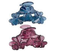 LALAFINA 2 Pezzi Pinza per Chioma Donna in Resina Blu Design a Tre Petali Traforati, Resistente All'usura e Adatta alla Vita Quotidiana a Eventi Eleganti Colore Casuale