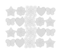 LALAFINA 25 Pezzi Fogli di Rete di Plastica Bianco per Ricamo e Progetti DIY Forme Cuori, Stelle, Farfalle in Materiale PE per attività Creative