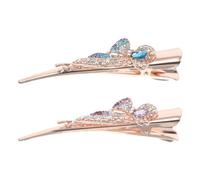 LALAFINA 2pezzi Mollette per Chioma Grandi in Metallo con Cristalli Blu e Porpora, Clip Becco D'anatra con Presa Sicura e Design Elegante per Matrimoni e Uso Quotidiano