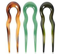 LALAFINA 3pcs Francese A Forma di U Tornante con Due Rebbi Clip Per Capelli Chignon Pin U Bastoni Spille Per Le Donne Ragazze Accessori Stile 1
