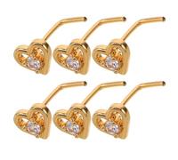 LALAFINA 6 Pezzi Anello per Piercing al Naso Design a Cuore e Occhio Malvagio in Metallo Oro, Comodo da Indossare Tutto Giorno, per Body Piercing e Eventi Speciali