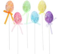 LALAFINA 6 Pezzi Ramo di Uova di Pasqua Finte 4x6 Cm, Decorazioni per Composizioni Floreali Pasquali, Stuzzicadenti Artificiali per Ornamenti Fai da Te e Centrotavola di Pasqua