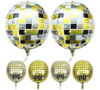 LALAFINA 6pezzi Palloncini Foil Disco Ball per Festa Tema Discoteca Decorazioni Compleanno Colorate e Leggere per Cake Topper e Addobbi Party Glamour