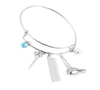 LALAFINA Bracciale in Lega Argento Asciugacapelli Ciondoli Donna | Stile Semplice ed Elegante, Tre Pendenti Inclusi, Regalo per Famiglia e Amici, San Valentino, Parrucchiera