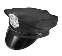 LALAFINA Cappello Polizia Nero in Pu e Tessuto per Spettacoli e Feste | Accessorio Cosplay Decorativo, Uso Leggero e Duraturo, Stile Classico per Uomini e Donne