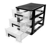 LALAFINA Cassettiera in Plastica Nera Portatile Design a Tre Strati e Cassetti Multipli, Organizer Compatto per Scrivania e Studio per Massimizzare lo Spazio