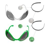 LALAFINA Cerchietto Alieno e Occhiali Divertenti in Plastica e Ferro, Accessori per Costume e Scatti Fotografici, Set Creativo e Originale per Feste a Tema