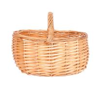 LALAFINA Cesto Intrecciato in Rattan Marrone Multiuso Manico per Conservazione Riutilizzabile per Casa e Hotel Picnic