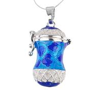 LALAFINA Ciondolo Diffusore di Oli Essenziali in Rame Blu Design a Cerchio Sospeso, Contenitore Solido per Profumo, per Collane Fai da Te e Regalo per Occasioni Speciali