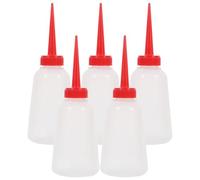 LALAFINA Distributore di Olio per Macchine da Cucire 5 Bottiglie 250 Ml Beccuccio Lungo Rosso, Bottiglia in Plastica Trasparente per Manutenzione di Ricamo e Cucito, per Hobbisti e