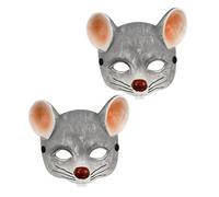 LALAFINA Maschera di Topo Grigio 3d in Schiuma Pu Set da 2 Pezzi Mezza Maschera da Ratto Leggera e Resistente per Adulti e Costume da Animale Halloween Cosplay