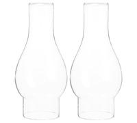 LALAFINA Paralume in Vetro Trasparente 2 Pezzi 6,3"X2" per Lampada a Petrolio Retrò Copertura Antivento Accessori per Illuminazione di Emergenza e Casa